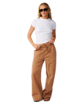 The Rip Curl Womens Bossa Nova Twill Wide Leg Trousers in Brown