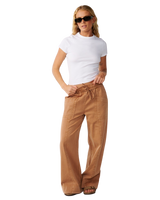 The Rip Curl Womens Bossa Nova Twill Wide Leg Trousers in Brown