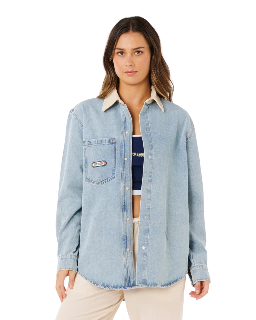 Surf Side Relaxed Denim Shirt in Washed Blue