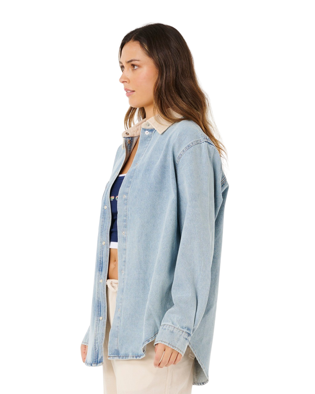 Surf Side Relaxed Denim Shirt in Washed Blue
