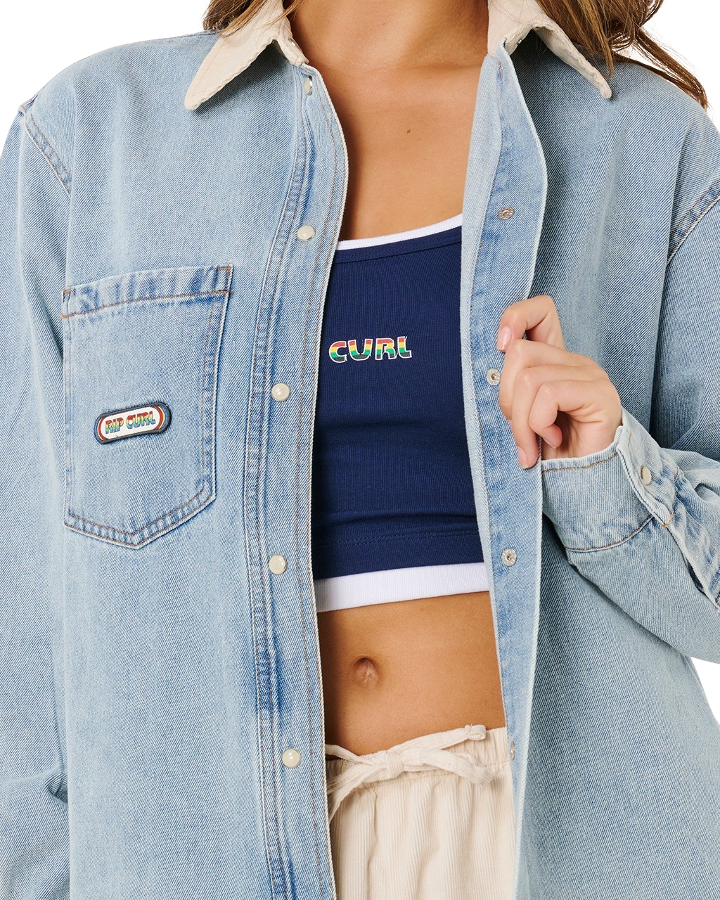 Surf Side Relaxed Denim Shirt in Washed Blue