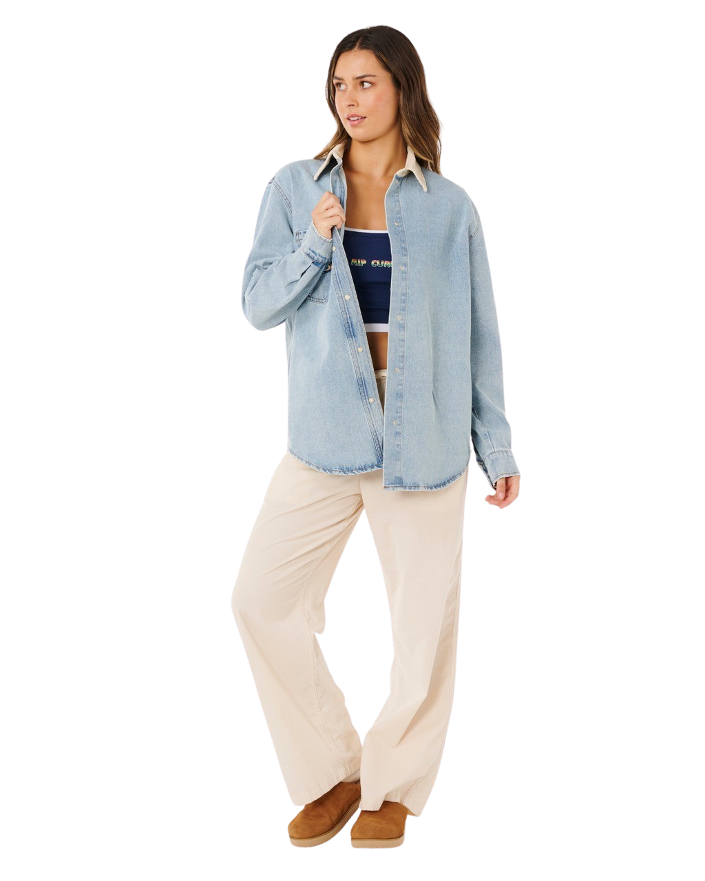 Surf Side Relaxed Denim Shirt in Washed Blue