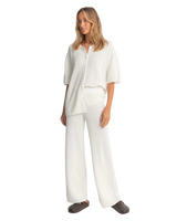 Dune Wide Leg Knit Trousers in White
