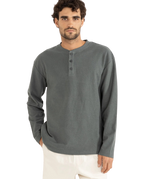 Vintage Terry Henley Long Sleeve T-Shirt in Silver Pine