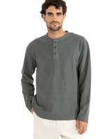 Vintage Terry Henley Long Sleeve T-Shirt in Silver Pine