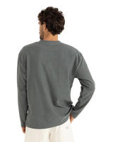 Vintage Terry Henley Long Sleeve T-Shirt in Silver Pine