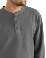 Vintage Terry Henley Long Sleeve T-Shirt in Silver Pine