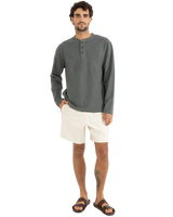 Vintage Terry Henley Long Sleeve T-Shirt in Silver Pine