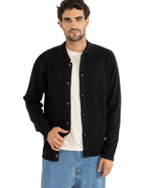 Mohair Button Up Knit Shirt in Black