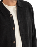 Mohair Button Up Knit Shirt in Black