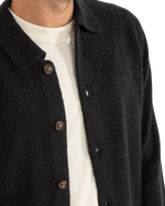 Mohair Button Up Knit Shirt in Black