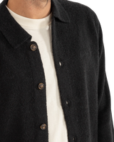 Mohair Button Up Knit Shirt in Black