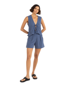 Skyla Tie Front Top in Ink