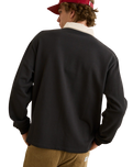 The Rhythm Mens Koa Vintage Rugby Long Sleeve Polo Shirt in Black