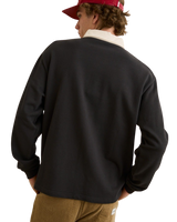 The Rhythm Mens Koa Vintage Rugby Long Sleeve Polo Shirt in Black