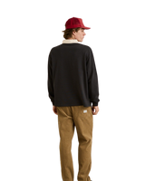 The Rhythm Mens Koa Vintage Rugby Long Sleeve Polo Shirt in Black