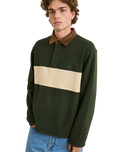The Rhythm Mens Awake Polar Fleece Polo Shirt in Forest