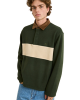 The Rhythm Mens Awake Polar Fleece Polo Shirt in Forest