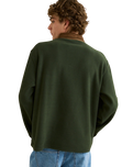 The Rhythm Mens Awake Polar Fleece Polo Shirt in Forest