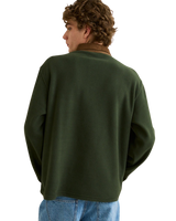 The Rhythm Mens Awake Polar Fleece Polo Shirt in Forest
