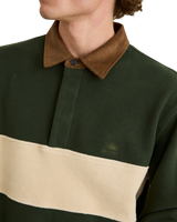 The Rhythm Mens Awake Polar Fleece Polo Shirt in Forest