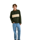 The Rhythm Mens Awake Polar Fleece Polo Shirt in Forest