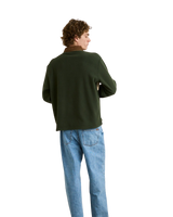 The Rhythm Mens Awake Polar Fleece Polo Shirt in Forest