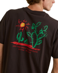 The Rhythm Mens Cactus T-Shirt in Vintage Black
