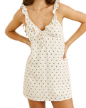 The Rhythm Womens Sandy Ruffle Mini Dress in Cream