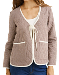 The Rhythm Womens London Check Reversible Quilted Jacket in Chocolate