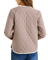 The Rhythm Womens London Check Reversible Quilted Jacket in Chocolate