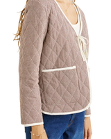 The Rhythm Womens London Check Reversible Quilted Jacket in Chocolate