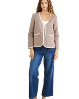 The Rhythm Womens London Check Reversible Quilted Jacket in Chocolate