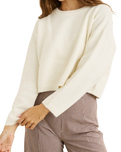 The Rhythm Womens Estelle Fluffy Crew Neck Knit Jumper in Cream