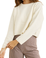 The Rhythm Womens Estelle Fluffy Crew Neck Knit Jumper in Cream