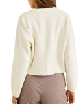 The Rhythm Womens Estelle Fluffy Crew Neck Knit Jumper in Cream