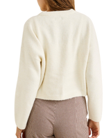 The Rhythm Womens Estelle Fluffy Crew Neck Knit Jumper in Cream