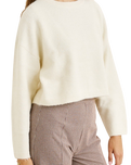 The Rhythm Womens Estelle Fluffy Crew Neck Knit Jumper in Cream