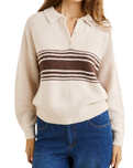 The Rhythm Womens Strat Knit Collared Jumper in Natural