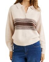 The Rhythm Womens Strat Knit Collared Jumper in Natural