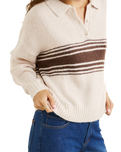 The Rhythm Womens Strat Knit Collared Jumper in Natural
