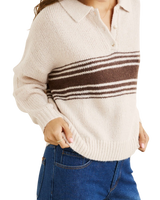 The Rhythm Womens Strat Knit Collared Jumper in Natural