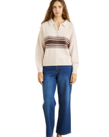 The Rhythm Womens Strat Knit Collared Jumper in Natural