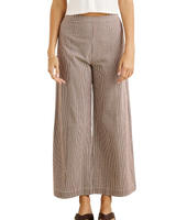 The Rhythm Womens London Check Wide Leg Trousers in Chocolate