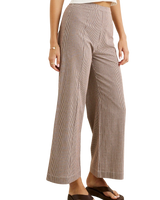 The Rhythm Womens London Check Wide Leg Trousers in Chocolate