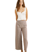 The Rhythm Womens London Check Wide Leg Trousers in Chocolate