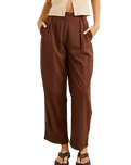 The Rhythm Womens Venice Tailored Linen Trousers in Chocolate