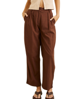 The Rhythm Womens Venice Tailored Linen Trousers in Chocolate