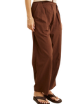 The Rhythm Womens Venice Tailored Linen Trousers in Chocolate