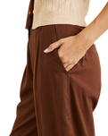 The Rhythm Womens Venice Tailored Linen Trousers in Chocolate